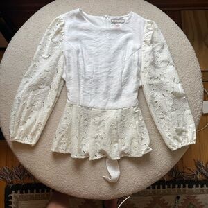 Flying Tomato White Peplum Blouse Size Large